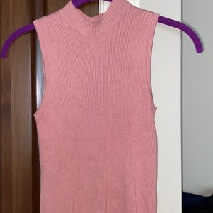 Ribbed Pink Crew Top/Turtleneck